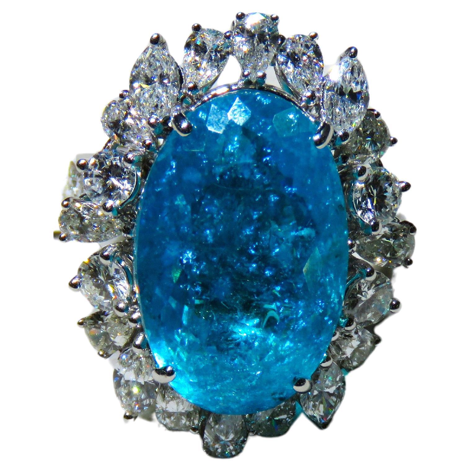 18KT Rare Exquisite Massive Fancy Glittering Paraiba Diamond Ring