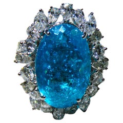 Vintage NWT $639, 000 18KT Rare Exquisite Massive Fancy Glittering Paraiba Diamond Ring