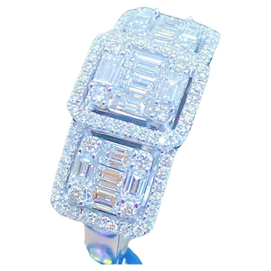 NWT $6,449 18KT Gold Seltener großer dreifacher Diamant Tier Verlobungs- / Cocktail-Ring im Angebot