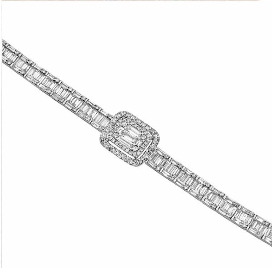 NWT $65, 238 18KT Splendido bracciale tennis con baguette grande e scintillante in vendita 2