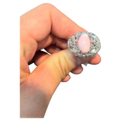 NWT 65 000 $ Or 18KT Magnifique Rare Grande Perle de Conque Bague 7.25ct Diamant