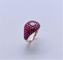 NWT $6, 689 Rare 18KT Fancy Glittering Ruby Princess Cut Diamond Ring
