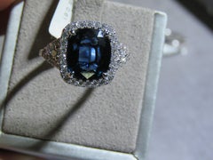 NWT $67, 000 18KT Gold Gorgeous LARGE Fancy NATURAL 5CT Sapphire Diamond Ring