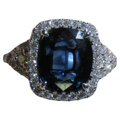 NWT $67, 000 18KT Gold Gorgeous LARGE Fancy NATURAL 5CT Sapphire Diamond Ring
