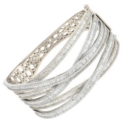 NWT $67, 500 Bracciale in oro 18KT scintillante con diamanti baguette affusolati e fantasia