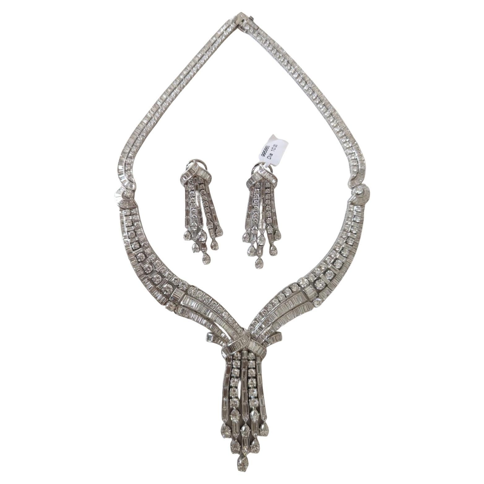 NWT $375, 000 Rare 18KT Gold Gorgeous Glittering Fancy Diamond Necklace Earrings