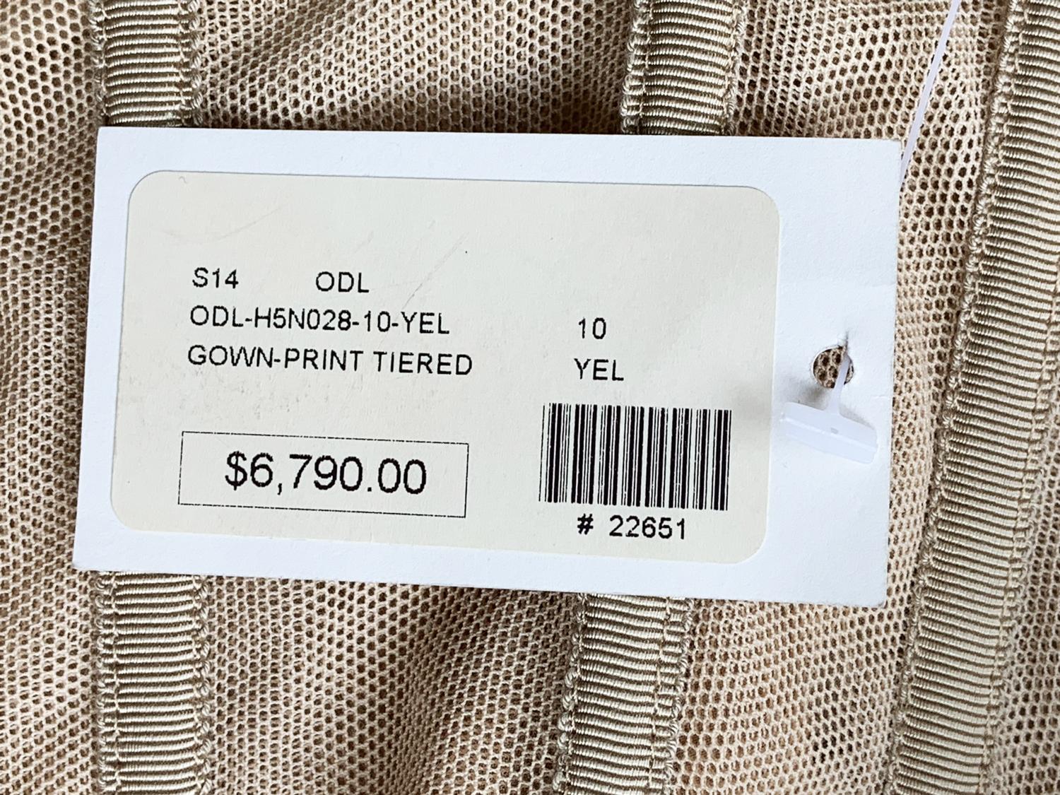 NWT $6790 Oscar de la Renta S/S 2014 Silk Yellow Tiered Corset Maxi Dress US 10 For Sale 7
