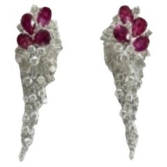 NWT $68, 500 18KT Gold Fancy Gorgeous Fancy 10CT Ruby Diamond Drop Earrings