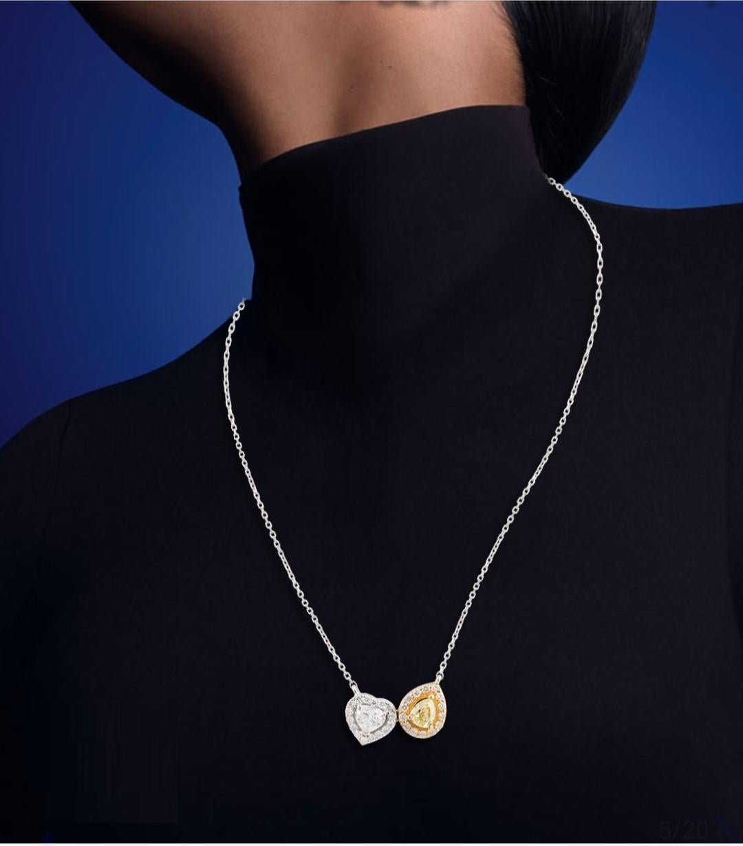 Taglio misto NWT $7, 200 Rara collana con ciondolo in oro 18KT con diamanti gialli e scintillanti in vendita