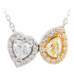 NWT $7, 200 Rara collana con ciondolo in oro 18KT con diamanti gialli e scintillanti