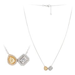 NWT $7, 500 Rare 18KT Gold Glittering Fancy Yellow Diamond Pendant Necklace
