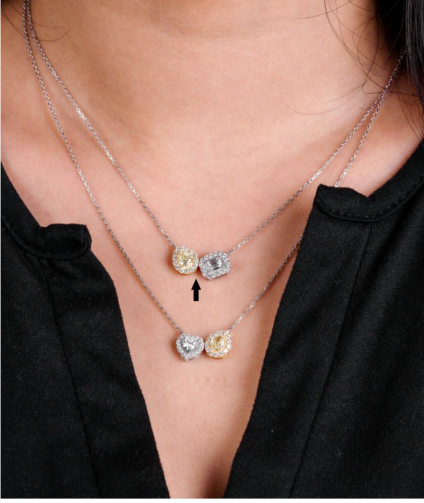 Taille mixte Collier pendentif rare en or 18 carats pailleté de diamants jaunes fantaisie, 7 500 $, neuf avec étiquette en vente