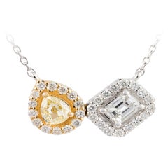 NEU $7, 500 Seltene 18KT Gold-Halskette mit glitzerndem gelbem Fancy-Diamant-Anhänger, Fancy