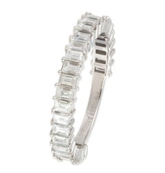 NWT $7, 500 Rare Glittering 18KT Gold Large Fancy Baguette Diamond Ring Band