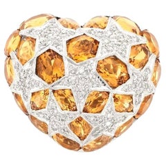 NWT $7, 500 Rare Important 18KT Gold Gorgeous Citrine Heart Pendant Brooch