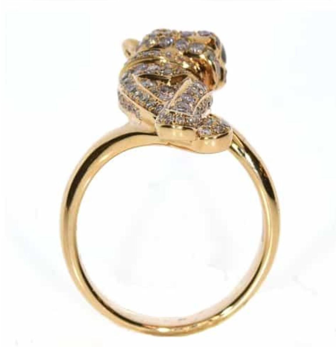 Taglio rotondo NWT $7, 842 Importante anello Pantera in oro 18KT con diamanti Pink Diamond in vendita