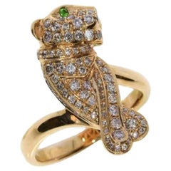 NWT $7, 842 Wichtige 18KT Gold Fancy Pink Diamond Panther Ring