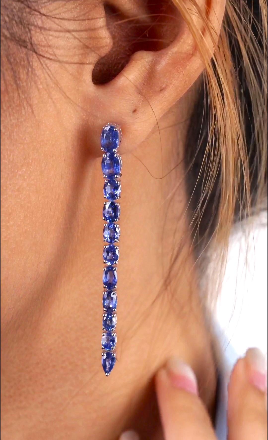 Pendants d'oreilles fantaisie en or 18 carats avec saphir bleu 7,50 carats, 7, 850 $, neuves avec étiquette Neuf - En vente à New York, NY