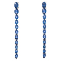 NEU $7, 850 18KT Gold Glitzernde Fancy 7,50CT Blauer Saphir Ohrhänger mit Fancy