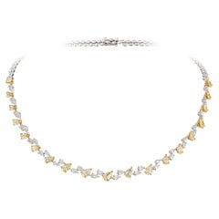 NWT $70, 000 18KT Fancy Glittering Yellow Diamond White Diamond Draped Necklace