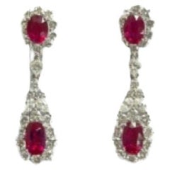 NWT $72, 000 18KT Gold Ruby Draping Fancy Ruby Drop Diamond Dangle Earrings