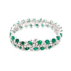 NWT 73, 989 Rare Magnificent 18KT Gold Fancy Elaborate Emerald Diamond Bracelet