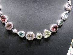 NWT $74, 000 18KT Magnificent Large Multi Rainbow Tourmaline Diamond Necklace
