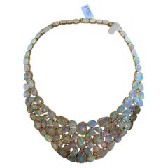 NWT $75, 000 18KT Gold Fancy Glittering 90CT Ethiopian Opal Diamond Necklace