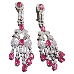 NWT $75, 000 Or 18KT Gorgeous Fancy Ruby Diamond Dangle Earrings