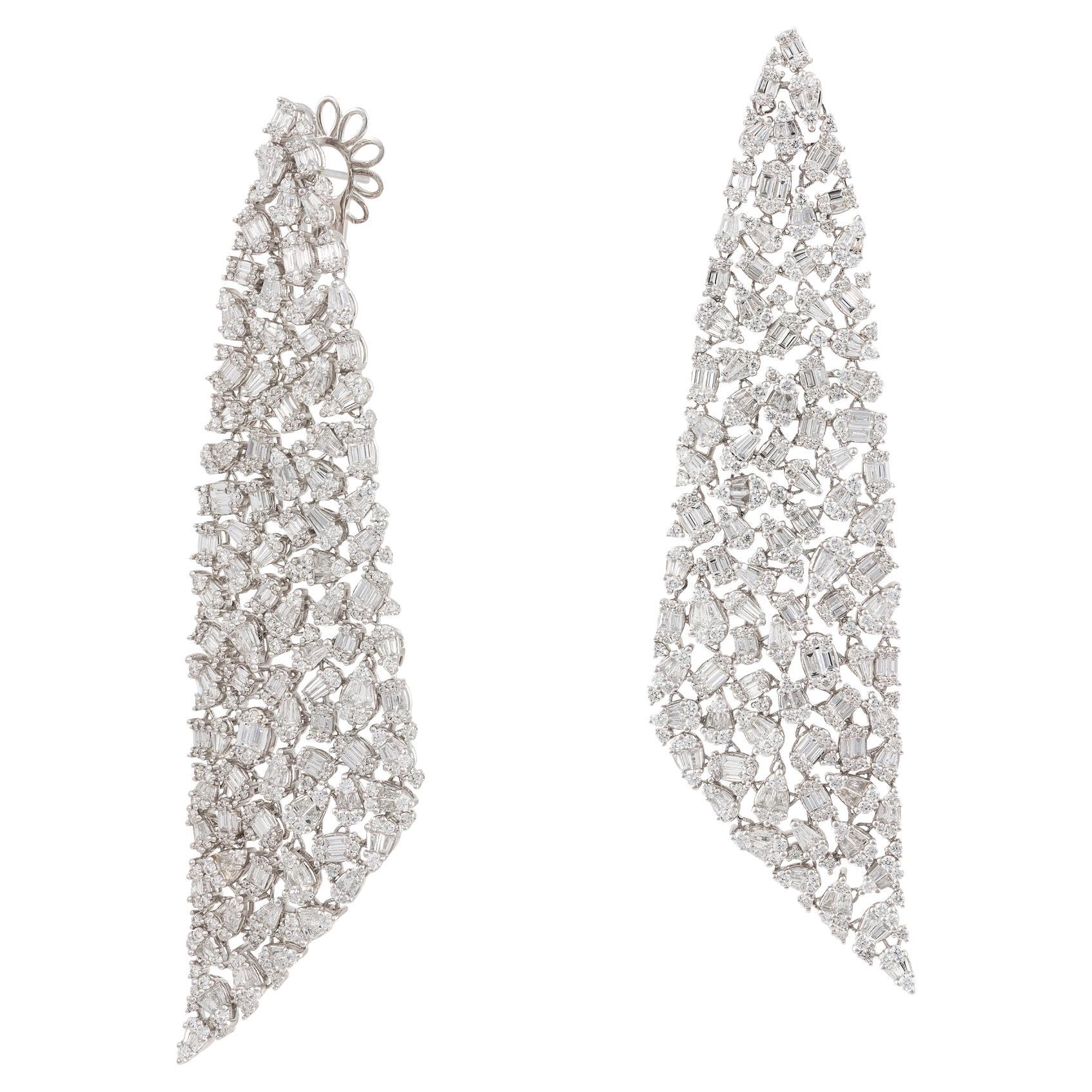 NWT $75, 000 18KT Gold Magnificent Fancy Long Diamond Draped Dangle Earrings