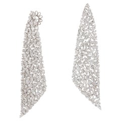 NWT $75, 000 18KT Gold Magnificent Fancy Long Diamond Draped Dangle Earrings