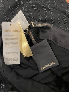 NWT $7.5k Roberto Cavalli Fall 2006 Black Sequin Zebra Print Plunging Back Gown