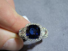 NWT $77, 500 18KT Gold Gorgeous LARGE Fancy GIA 6CT Sapphire Diamond Ring