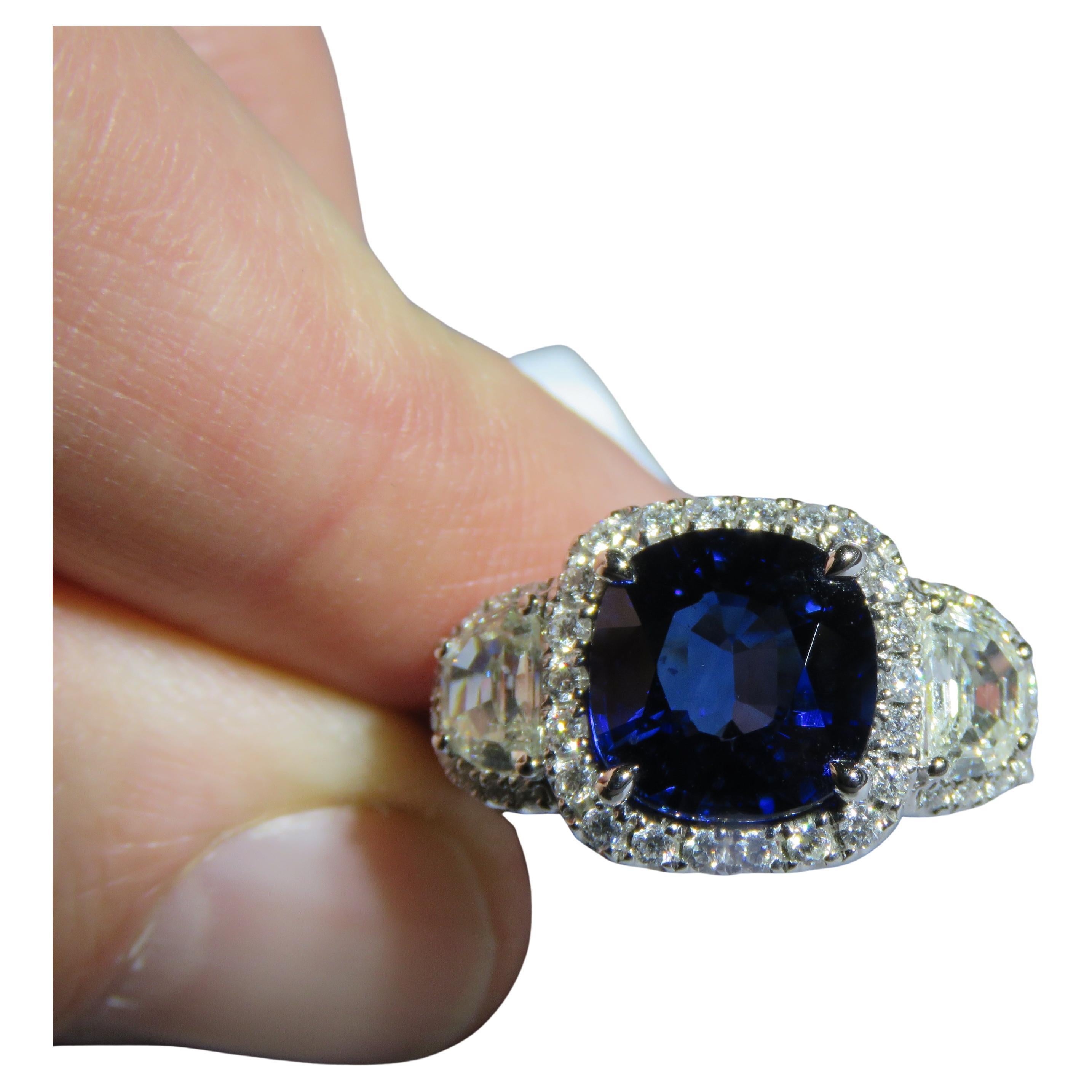 NWT $77, 500 18KT Gold Gorgeous LARGE Fancy GIA 6CT Sapphire Diamond Ring