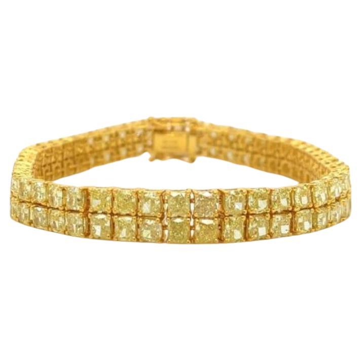 Nwt $77, 594 Rare 18kt Gold Gorgeous 11CT Fancy Double Yellow Diamond Bracelet For Sale