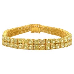 Nwt $77, 594 Rare 18kt Gold Gorgeous 11CT Fancy Double Yellow Diamond Bracelet