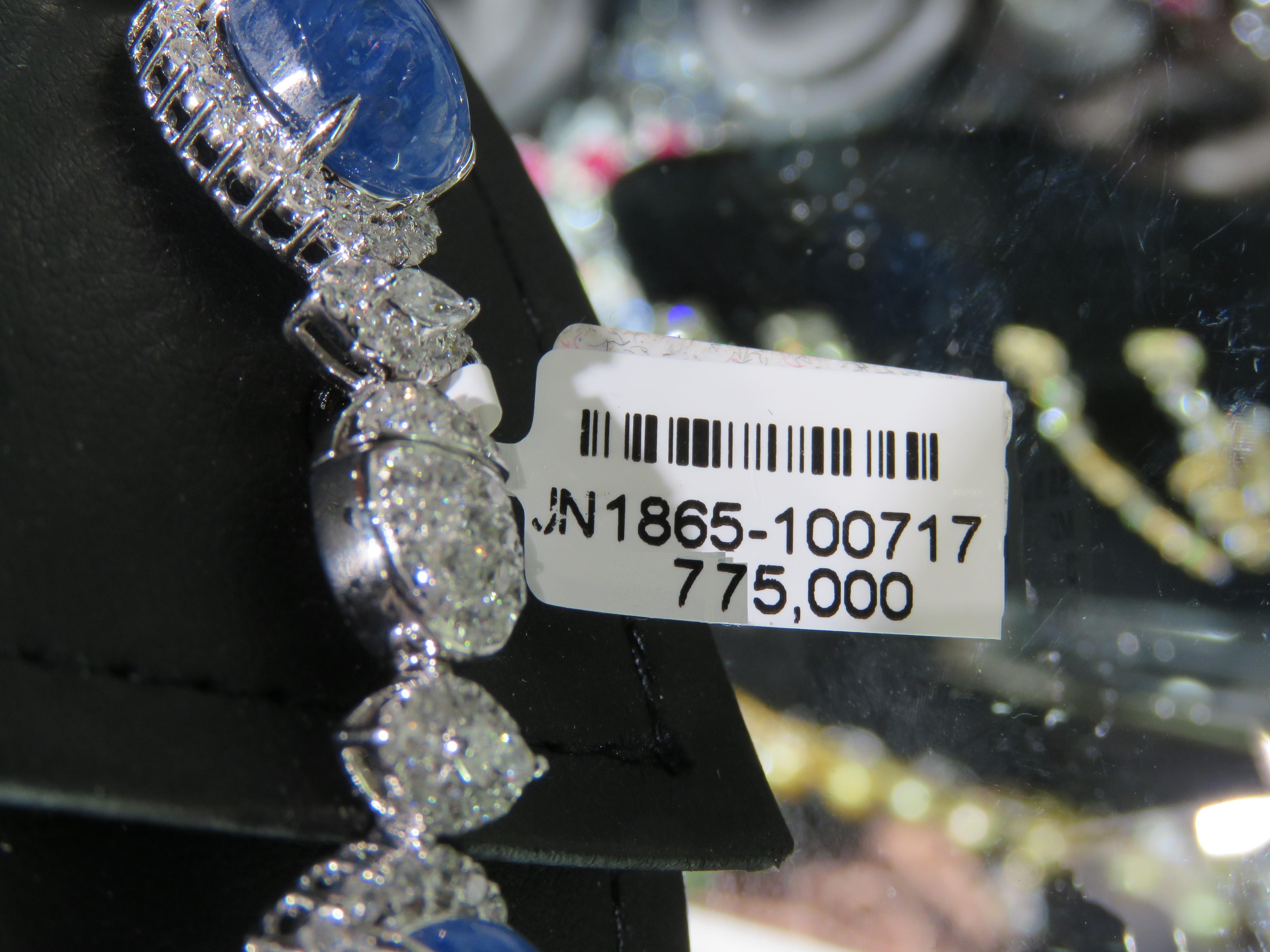 NWT $775, 000 18KT Gold Rare Fancy Paraiba Natural Sapphire Diamond Necklace For Sale 2