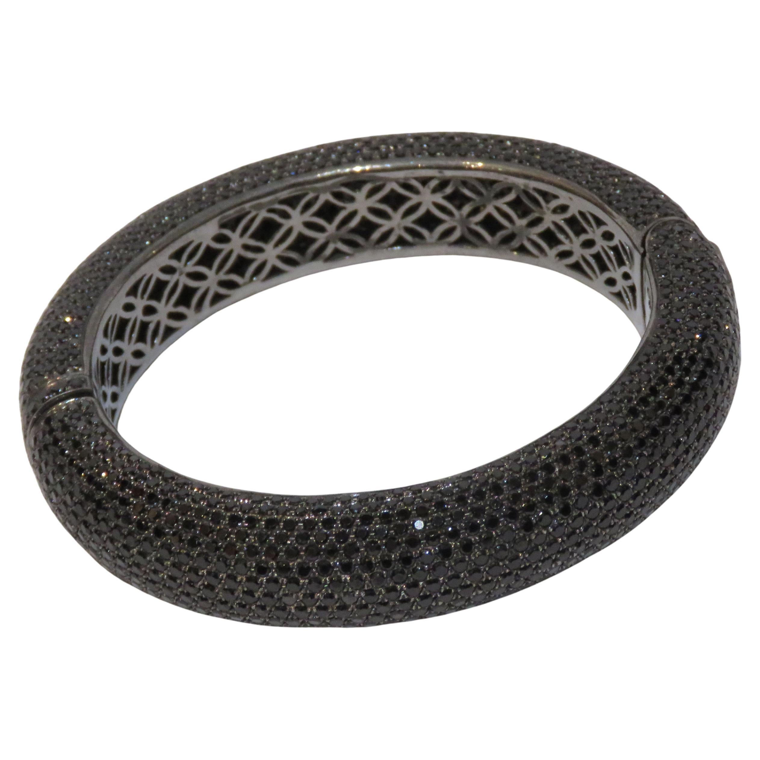 NWT $8, 000 Fancy Glittering 40CT Black Glittering Spinel Bracelet Bangle Cuff