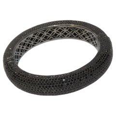 NWT $8, 000 Fancy Glittering 40CT Black Glittering Spinel Bracelet Bangle Cuff