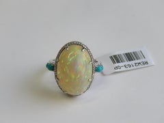 Anello NWT da 8.000 $, raro, in oro 18 carati con opale da 10 carati e diamanti
