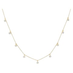 NWT $8, 500 18KT Gold 1CT Fancy Glittering Solitaire Fringe Diamond Necklace