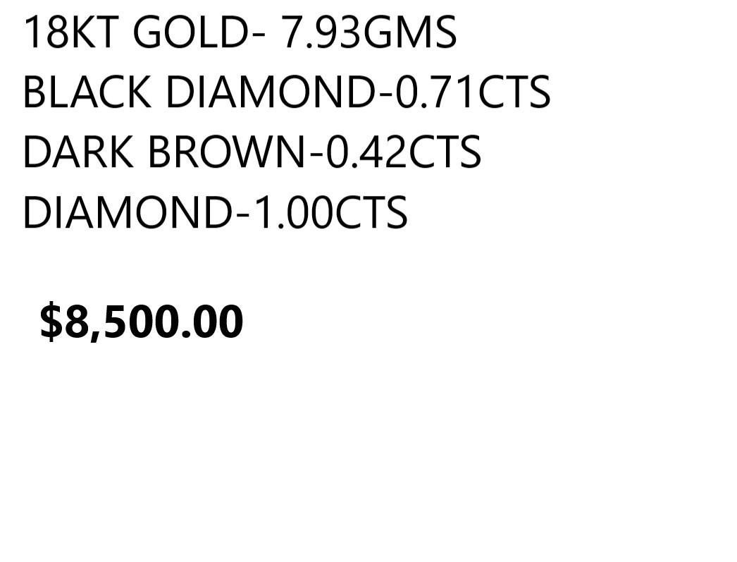 NWT $8, 500 18KT Gold Glittering Black Diamond Cognac White Diamond Earrings In New Condition For Sale In New York, NY