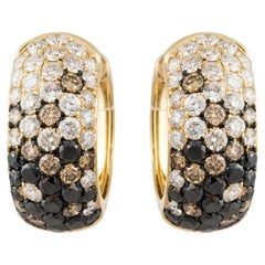 Boucles d'oreilles en or 18 carats avec diamants noirs et blancs cognac pailletés, 8 500 $, neuves avec étiquette