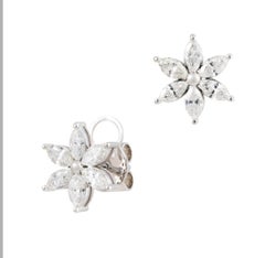 NWT $8, 500 Boucles d'oreilles diamant floral blanc large et scintillant
