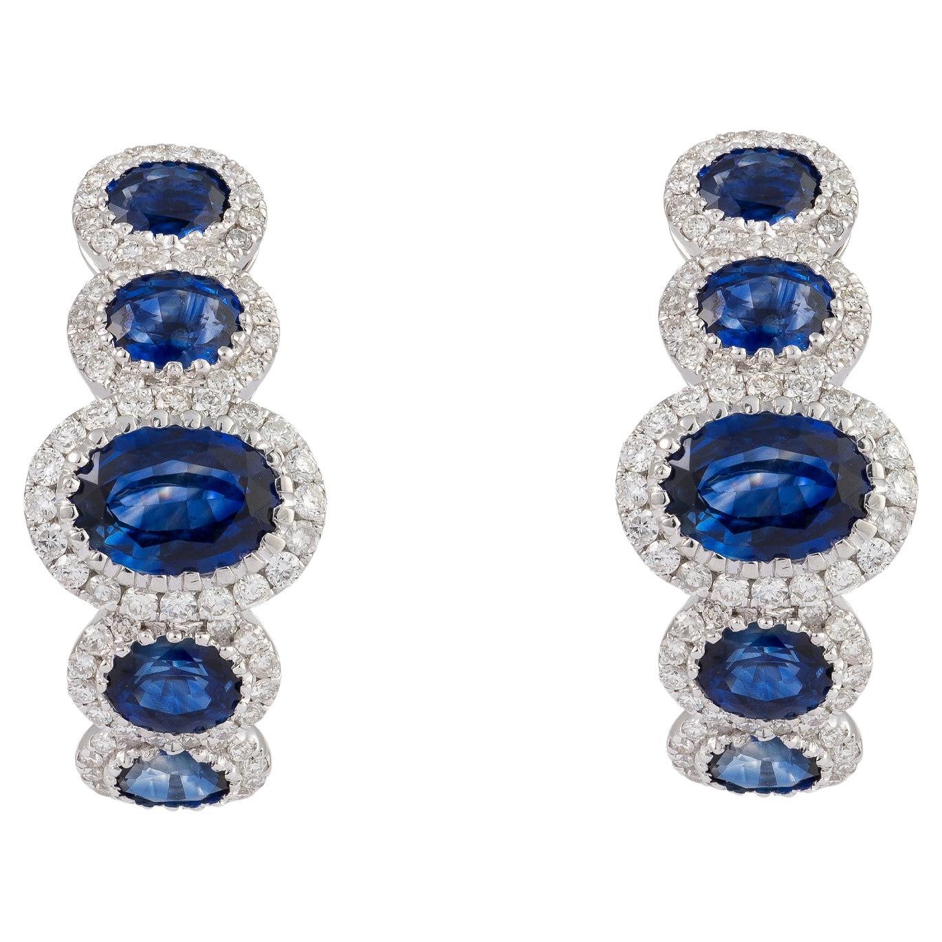 NWT $8, 500 Raro Importante 18KT Oro Zafiro Fantasía Diamante Semi Pendientes de aro