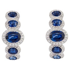 NWT $8, 500 Raro Importante 18KT Oro Zafiro Fantasía Diamante Semi Pendientes de aro