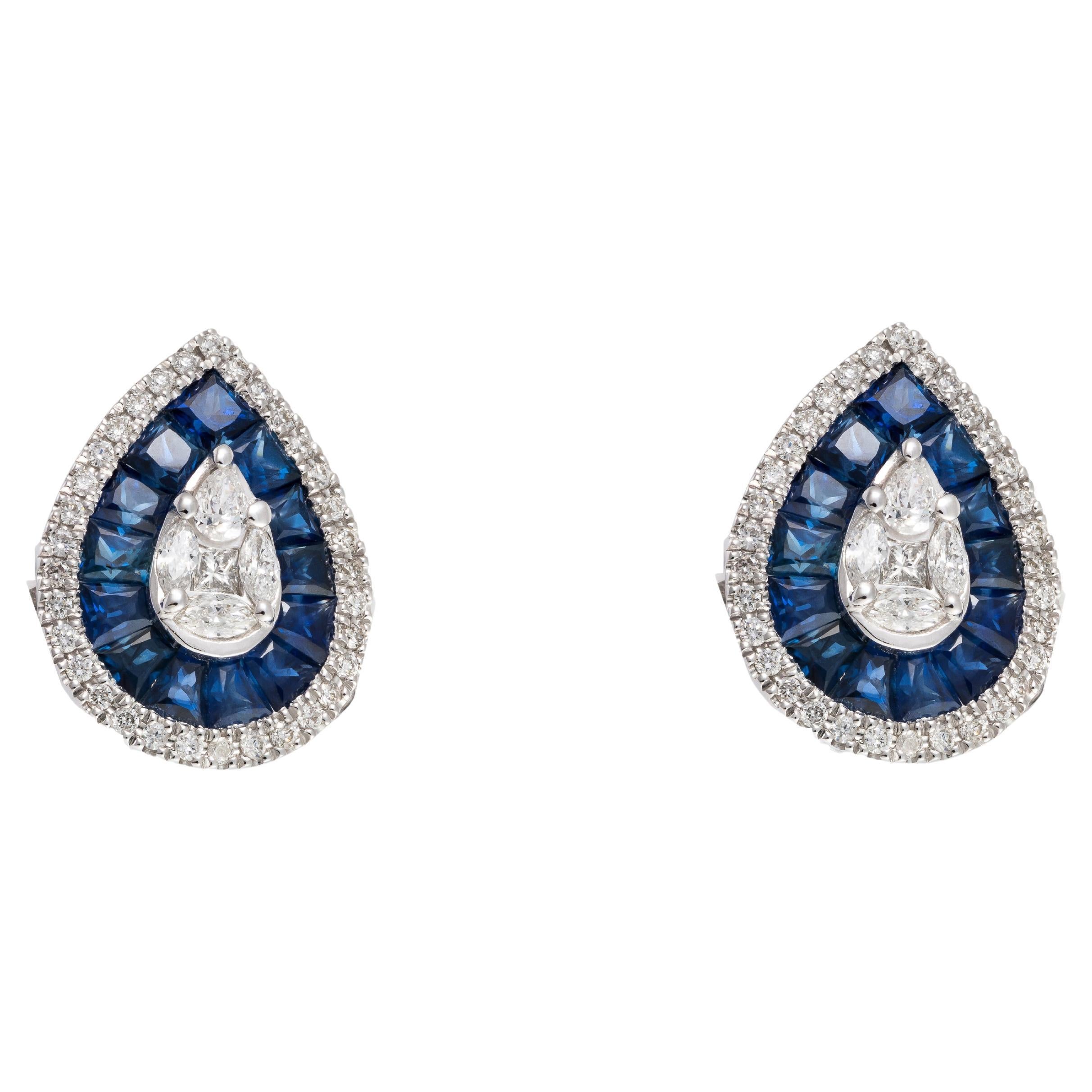 NWT $8, 500 Rare Important 18KT Gold Fancy Sapphire Diamond Stud Earrings
