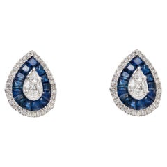NWT $8, 500 Rare Important 18KT Gold Fancy Sapphire Diamond Stud Earrings