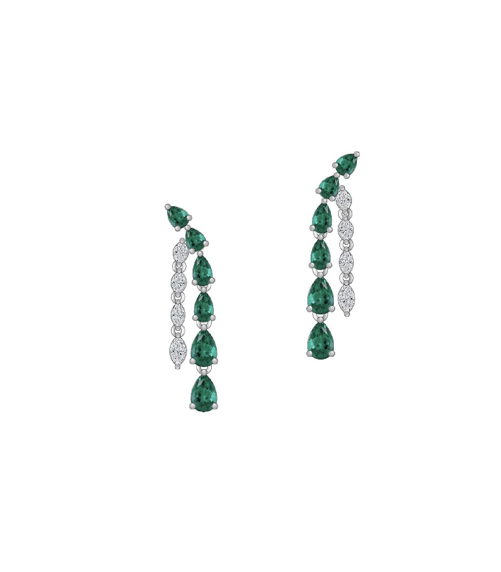 El siguiente artículo que ofrecemos es un par de pendientes colgantes de esmeralda y diamantes, raros, importantes y radiantes, de oro de 18 quilates. ¡¡¡Los pendientes se componen de hermosas esmeraldas brillantes colgantes y diamantes brillantes