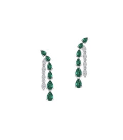 NWT $8, 750 18KT Gold große glitzernde Fancy Smaragd Diamant Ohrringe baumeln
